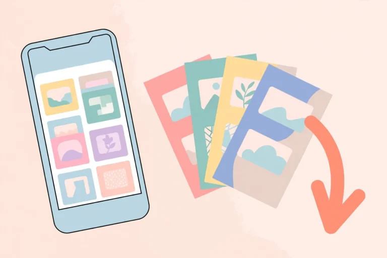 Smartphone showing a Pinterest carousel pin download illustration