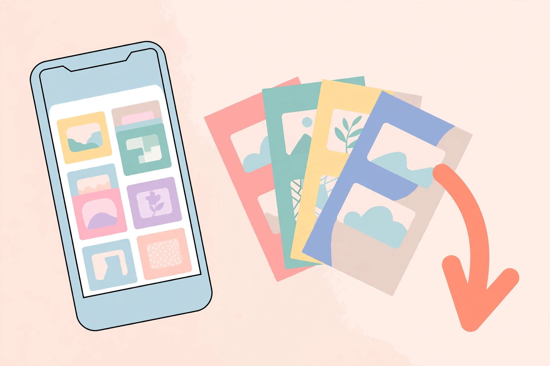 Smartphone showing a Pinterest carousel pin download illustration