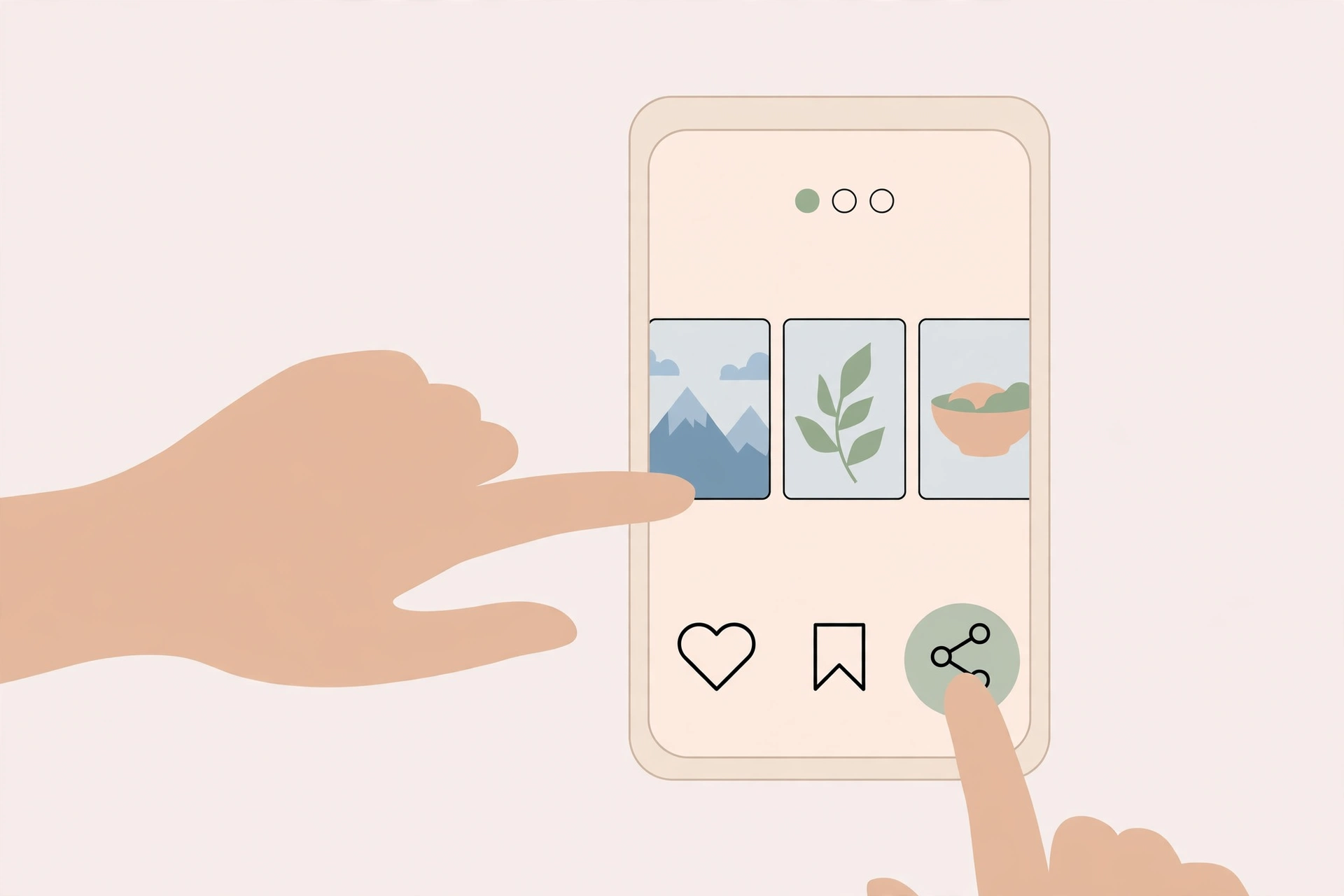 Hand tapping share button to copy Pinterest Idea Pin link