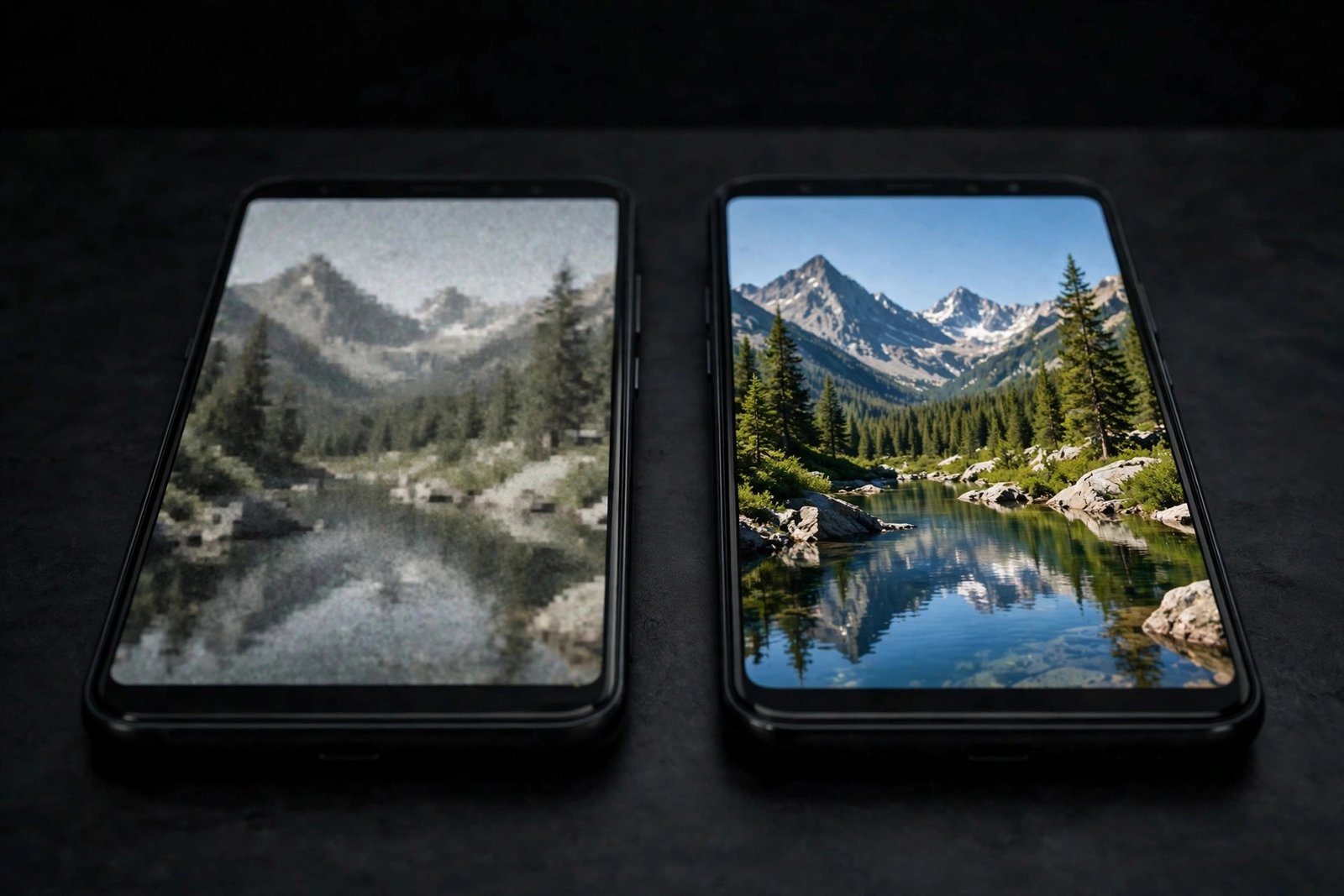 Low quality versus high resolution video quality comparison on phones