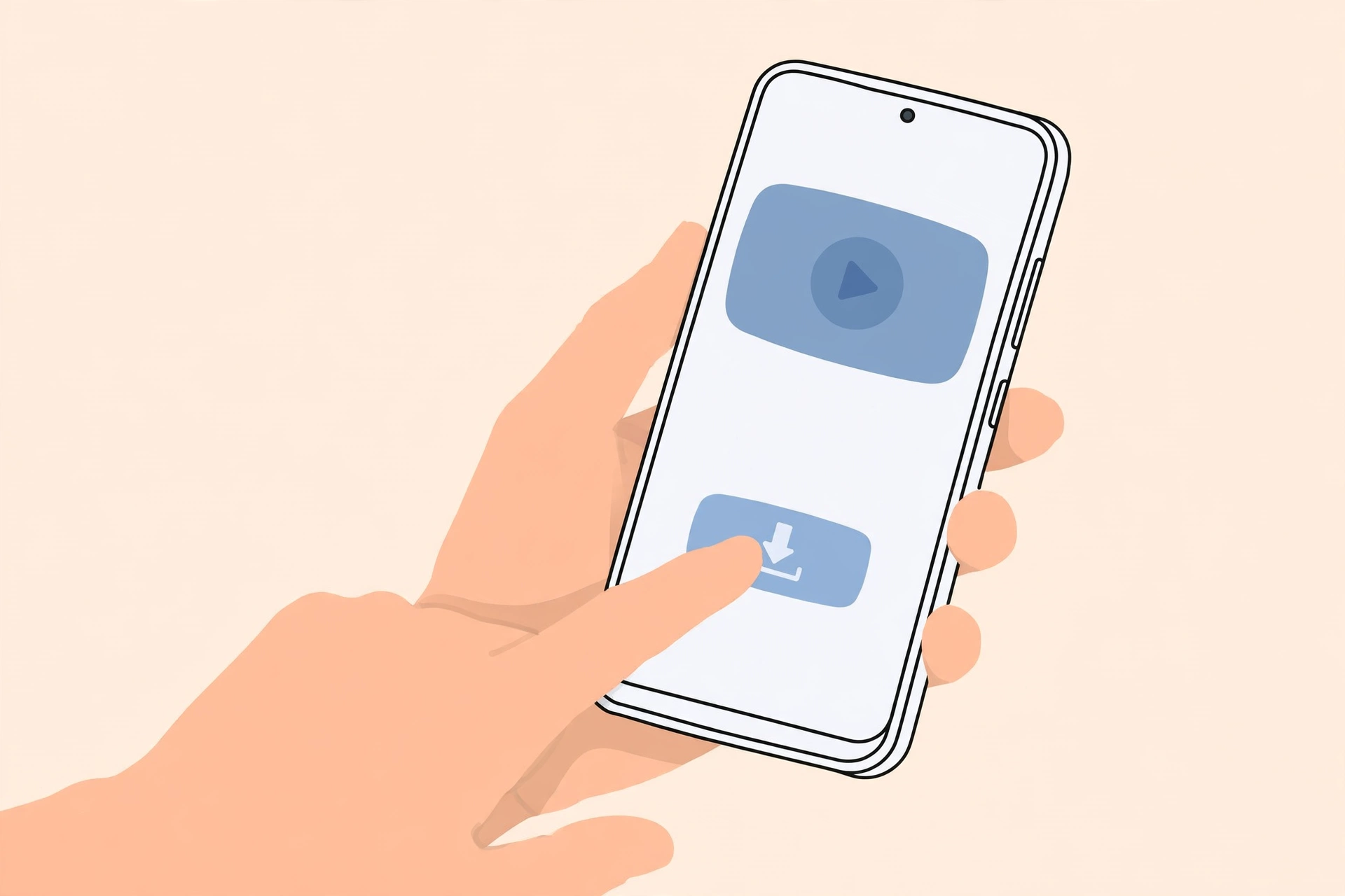 Hand tapping download button on Android phone to save Pinterest video