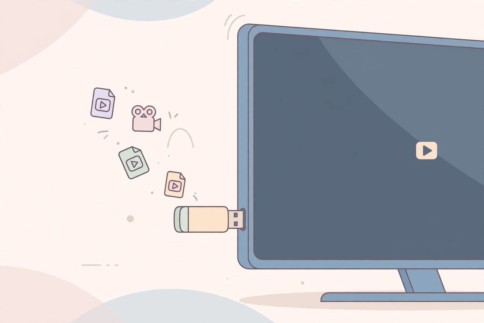 USB flash drive plugged into smart TV for video playback illustration