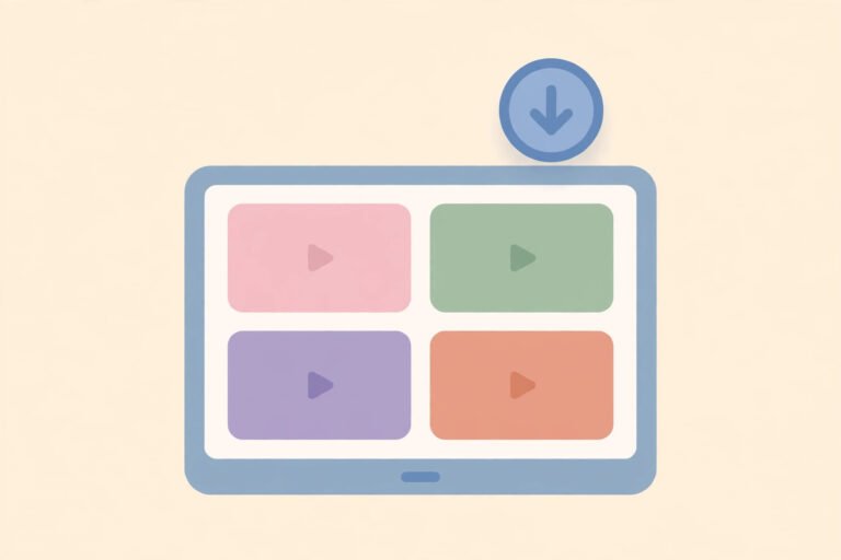 iPad tablet displaying Pinterest video feed with download arrow