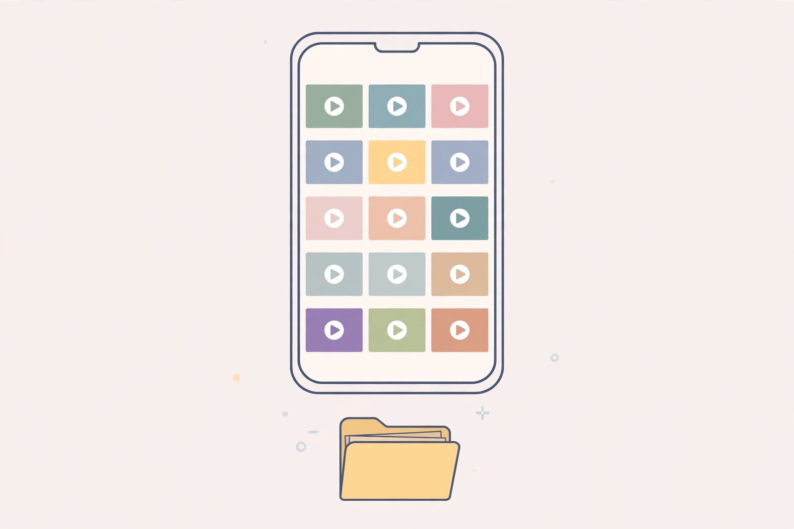 Phone gallery grid showing saved Pinterest video thumbnails
