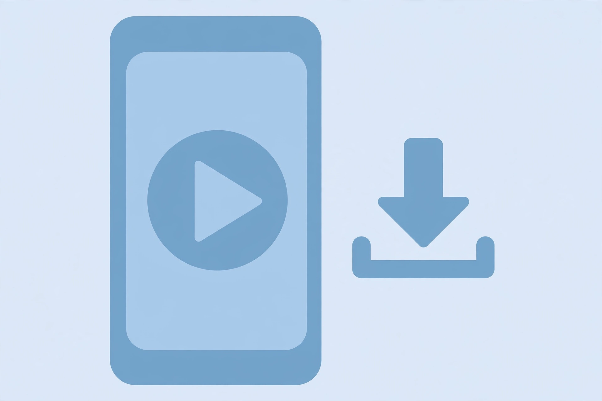 Flat illustration of smartphone showing downloaded videos with download icons