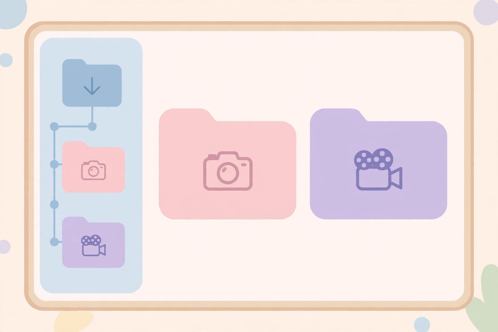 Simple Pinterest downloads folder structure tree on a computer screen