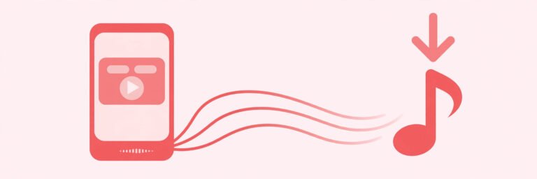 Smartphone playing Pinterest video with sound waves becoming a music note