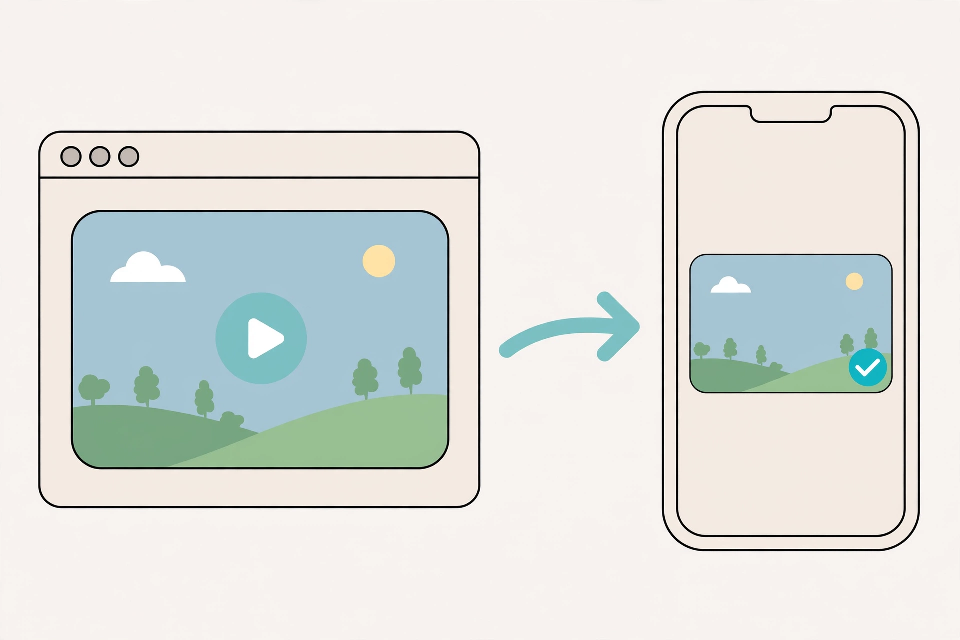 Illustration of Pinterest downloader transferring video to a phone
