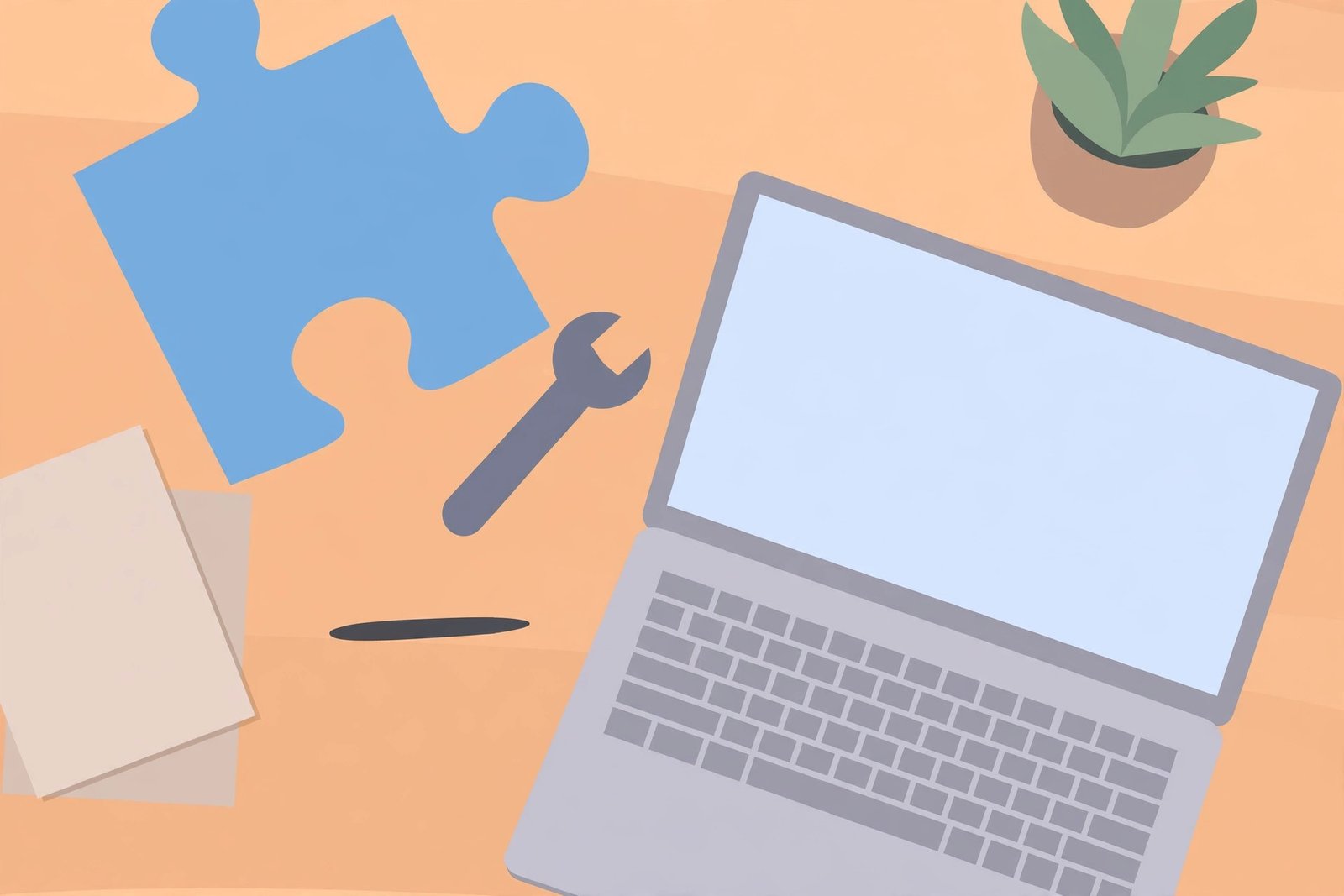 Extension puzzle piece icon with a wrench suggesting troubleshooting steps