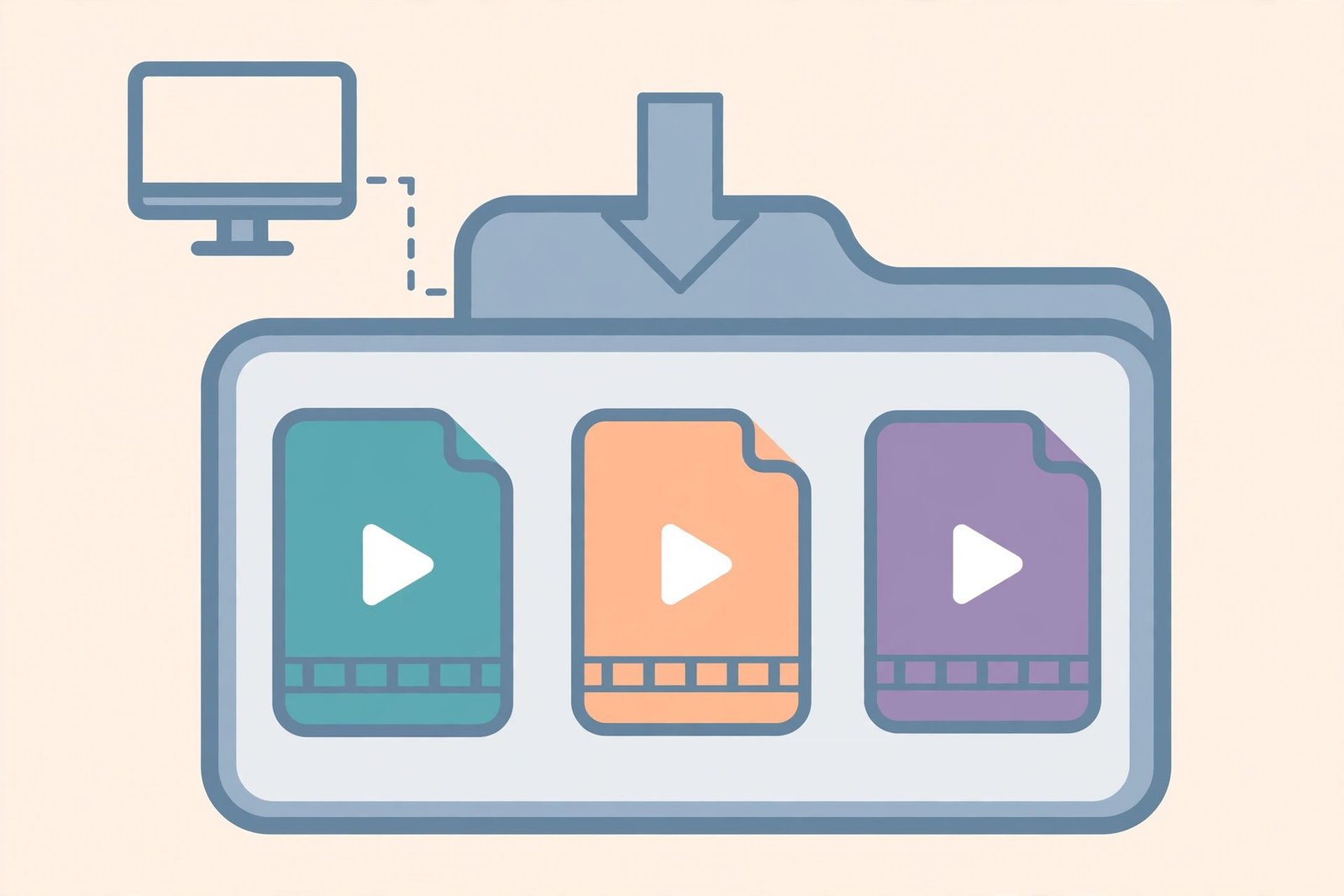 Computer downloads folder with saved video files