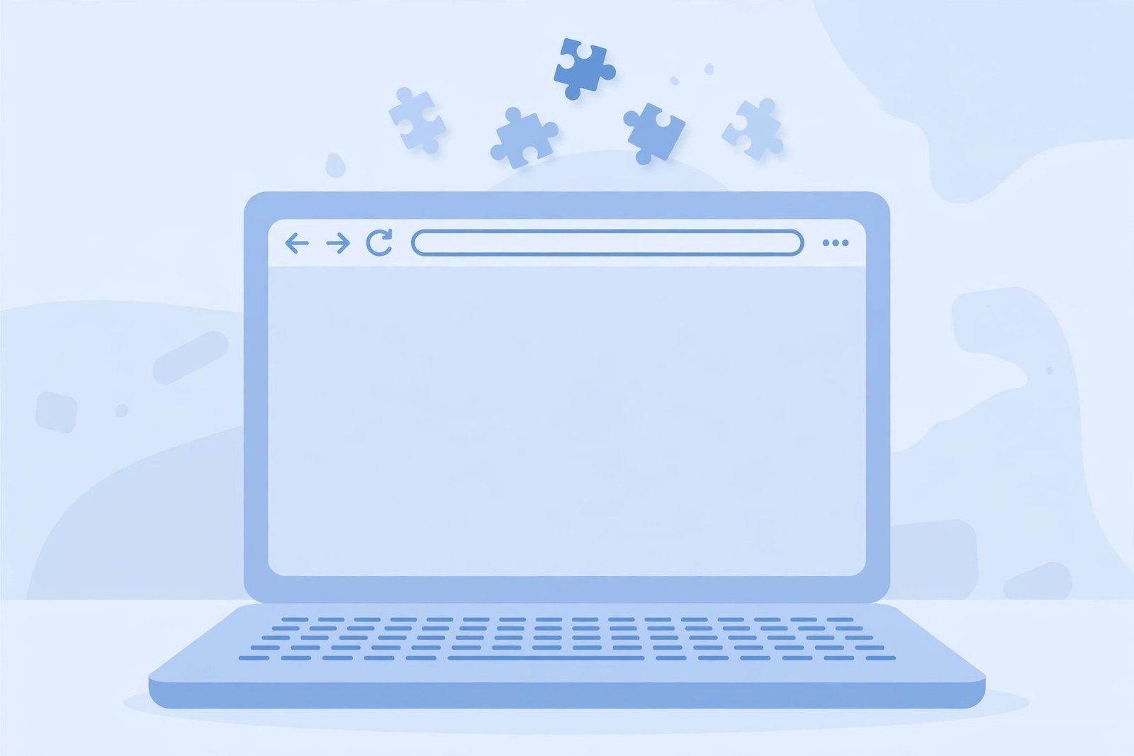 Laptop screen showing puzzle piece browser extension icons for Safari