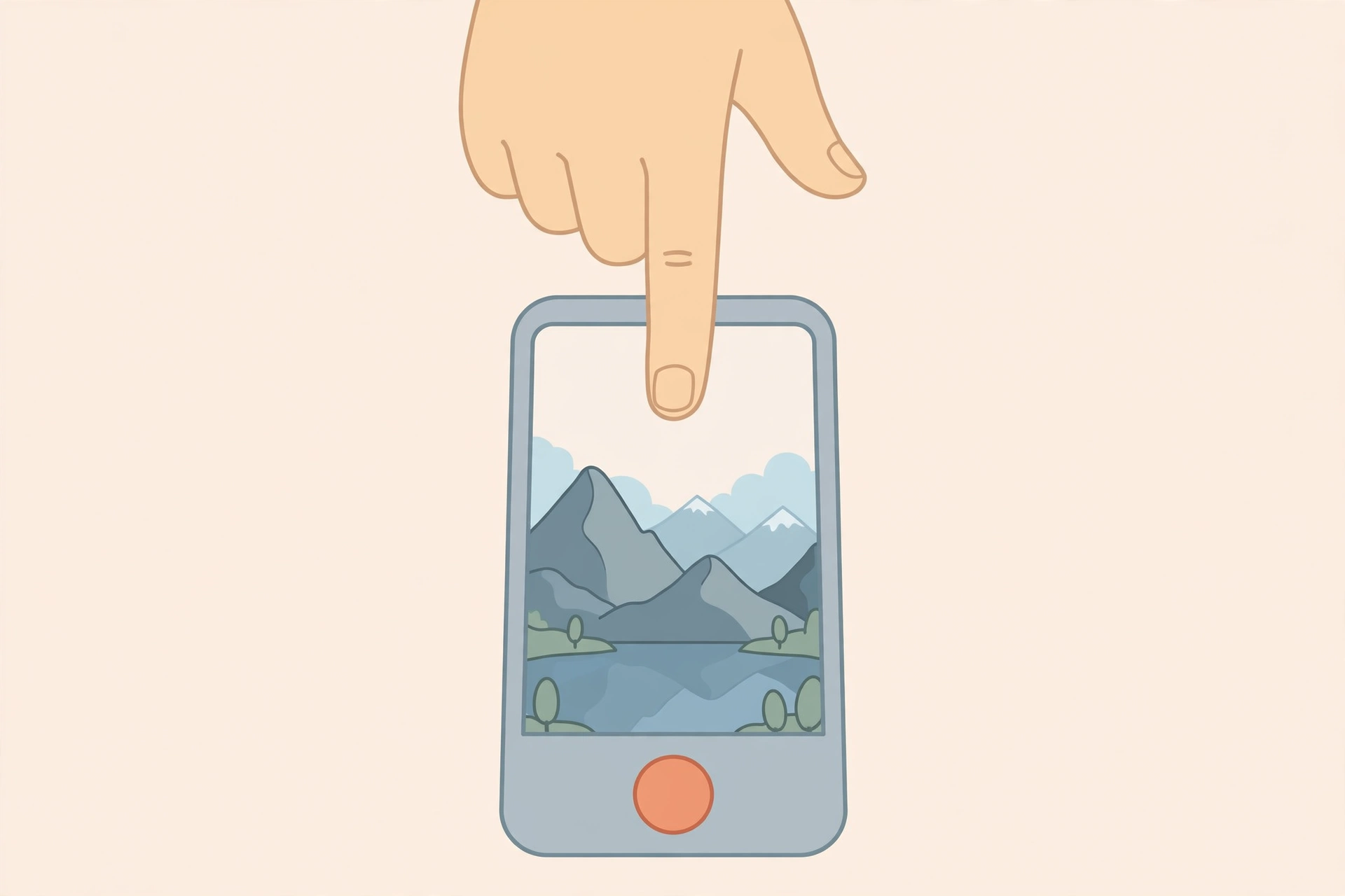 Hand tapping a download button on a smartphone screen