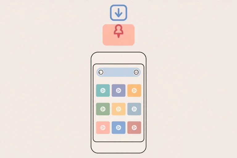 iPhone Photos app showing saved Pinterest video thumbnails grid